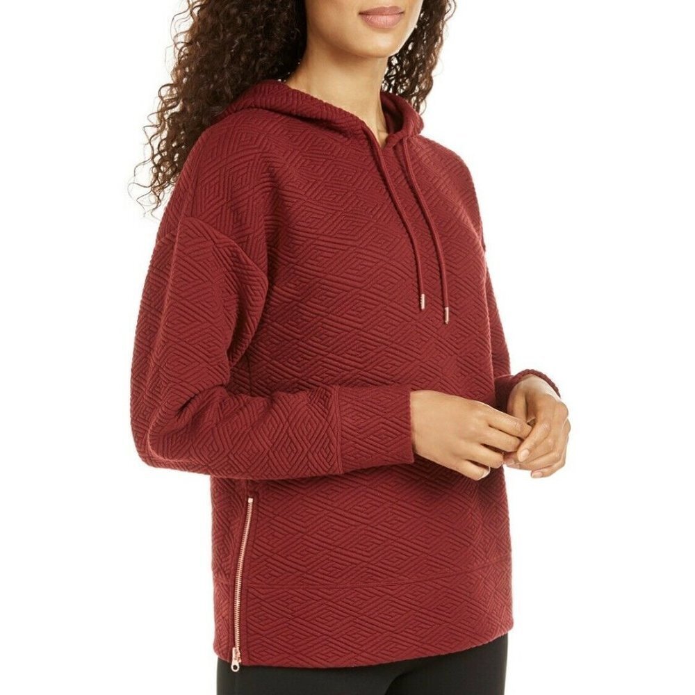IDEOLOGY Zipper Hem Hoodie Size Medium Cherry Pie